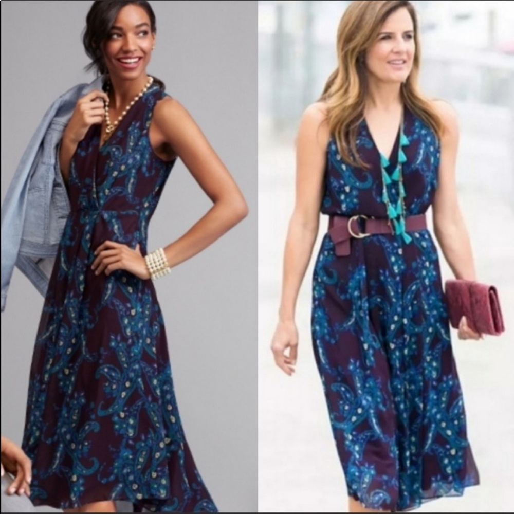 Cabi Purple Floral Paisley Treasure Midi Dress 12